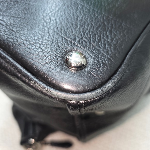Coach Black Pebbled Leather Handbag Purse Satchel with silver hardware med / lg - Picture 14 of 14